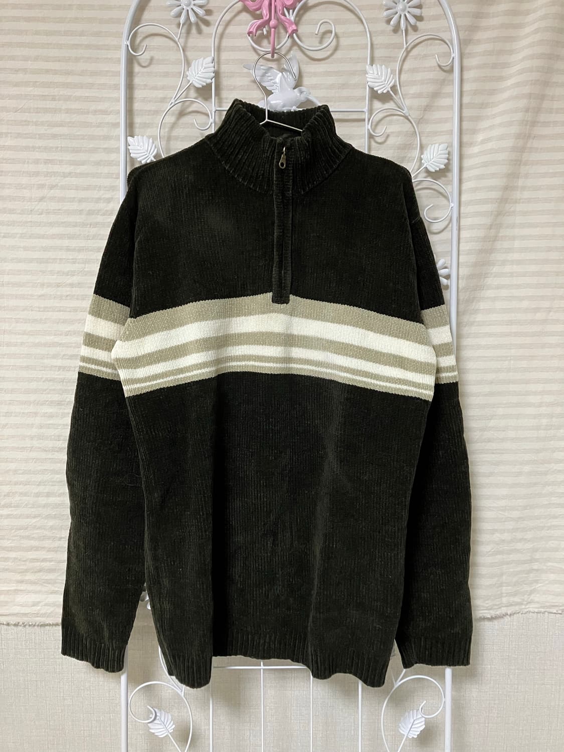 빈티지 브라운 반집업 니트 y2k 스트릿 갸루 펑키 일본빈티지522   상품이미지1