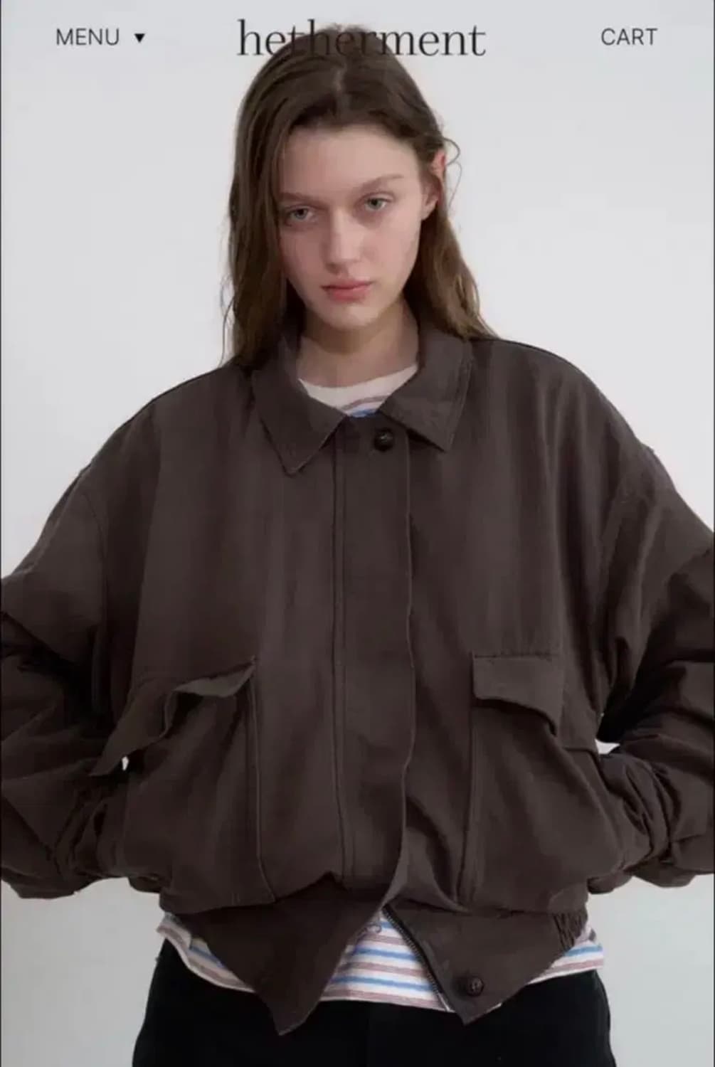 헤더먼트 가먼츠 브라운 안감 플리스 상품이미지1