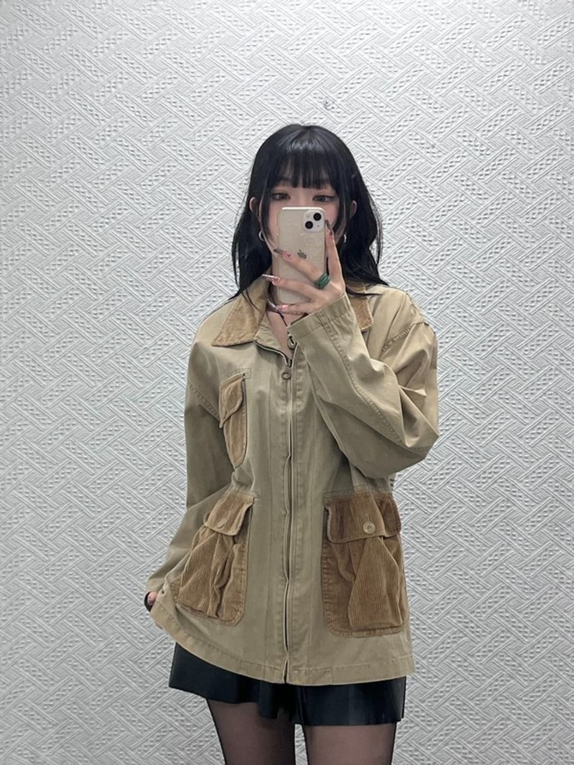 쉐인진 빈티지 레트로 코지 언발 체크 워크 자켓 95 C11547 상품이미지1
