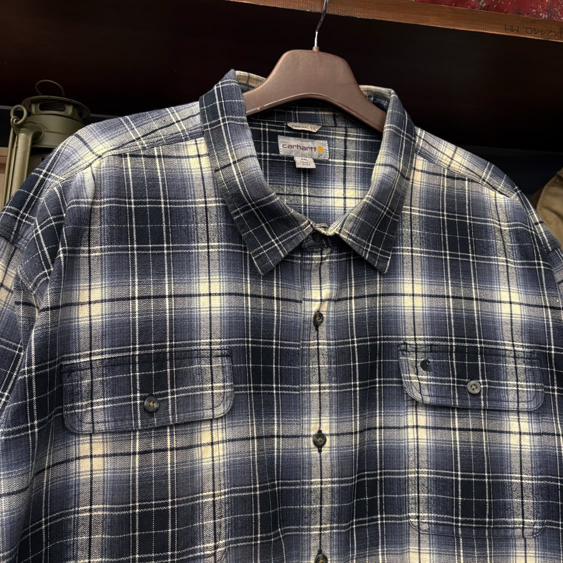 빈티지 칼하트 해링본 체크 플란넬 워크셔츠 오리지널 핏 빅사이즈 N742 상품이미지3
