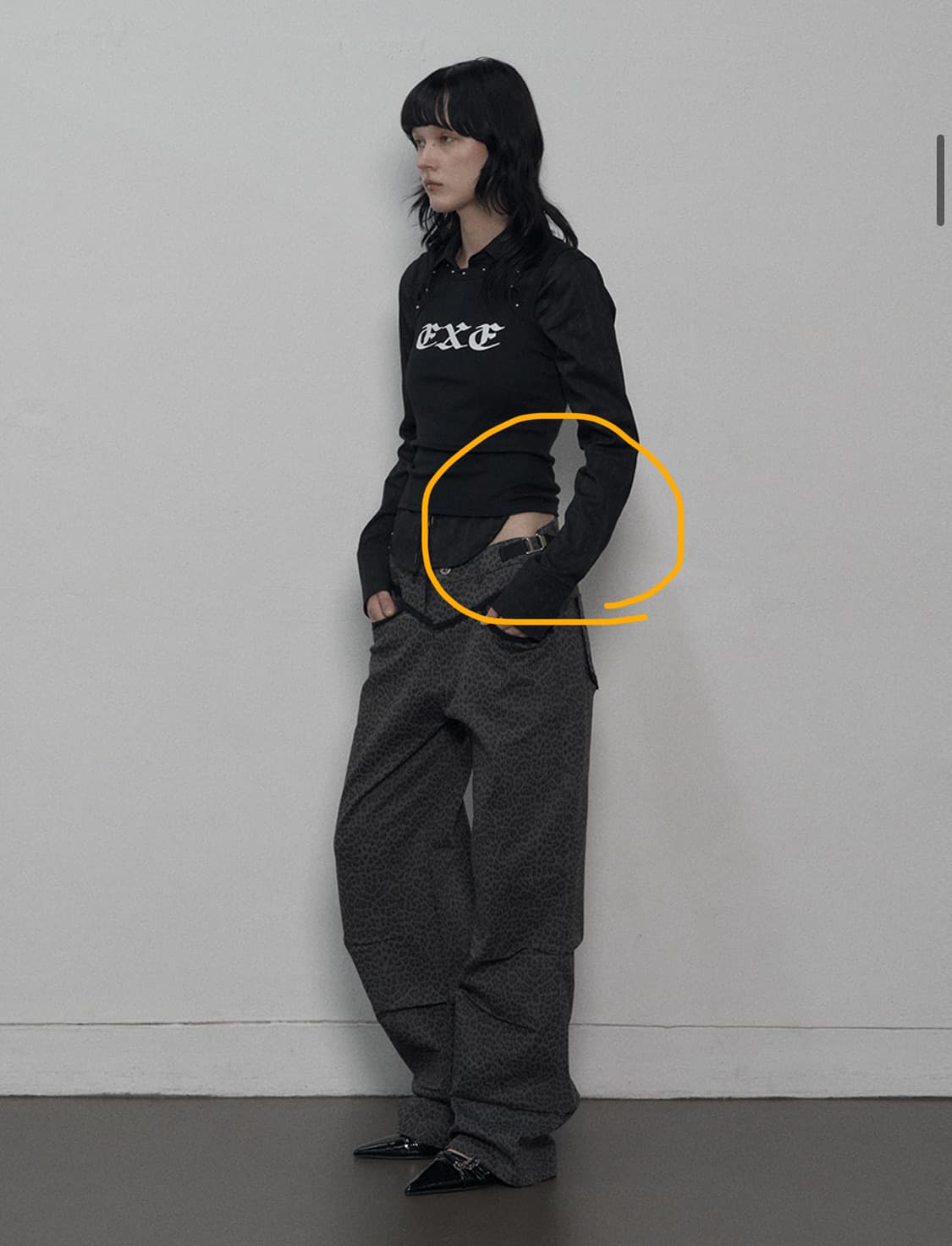 셋업이엑스이 바지 LEOPARD LACE PANTS / CHARCOAL 상품이미지3