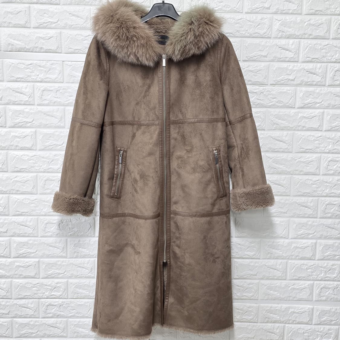 택포// 더 아이작 스웨이드 무스탕 롱코트 L 상품이미지1