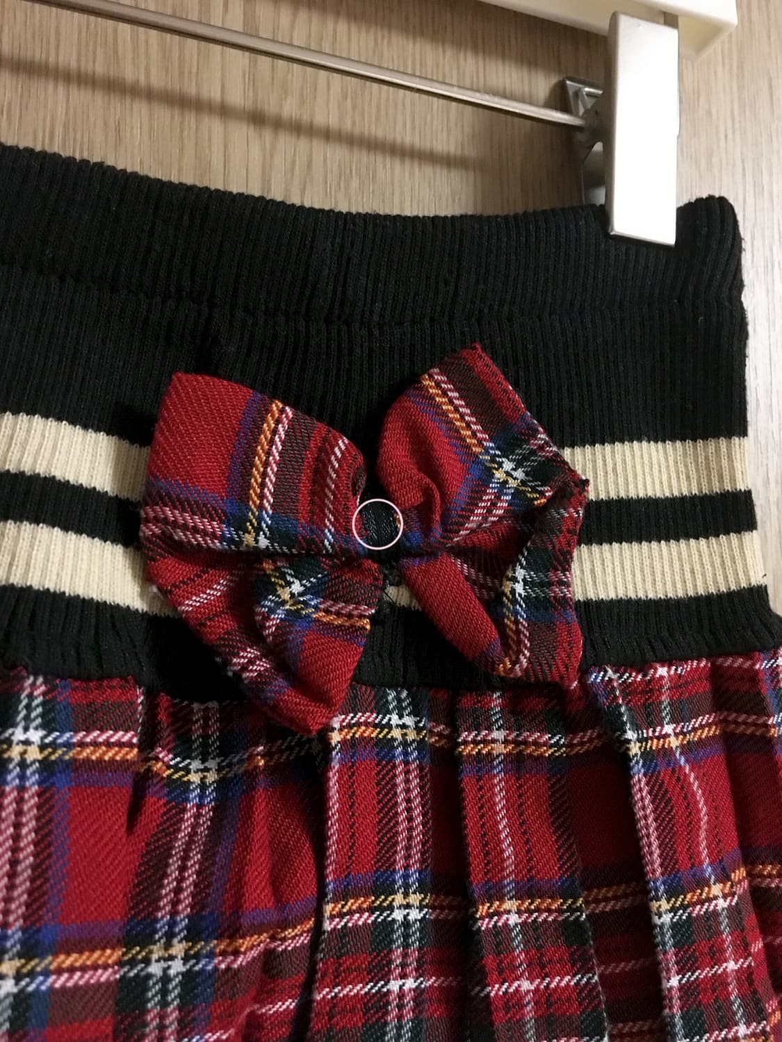 레드 체크 리본 미니 스커트 캐캐체 갸루 데코라 상품이미지4