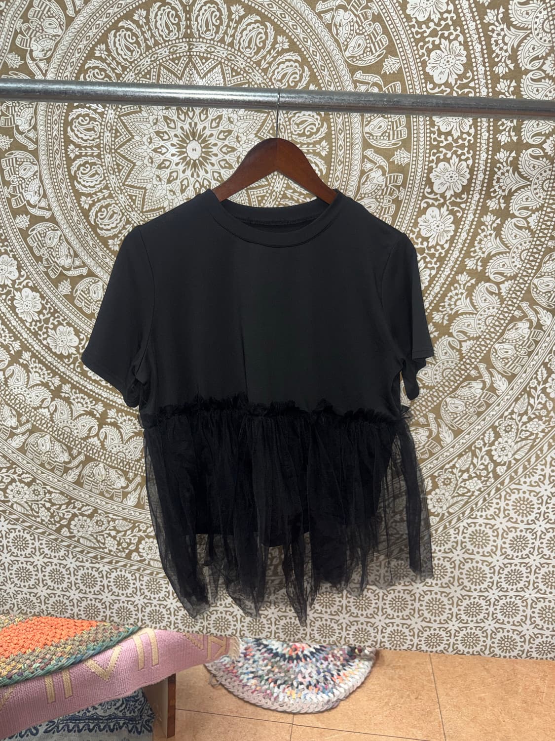 레이스 디테일 반팔 티  상품이미지3