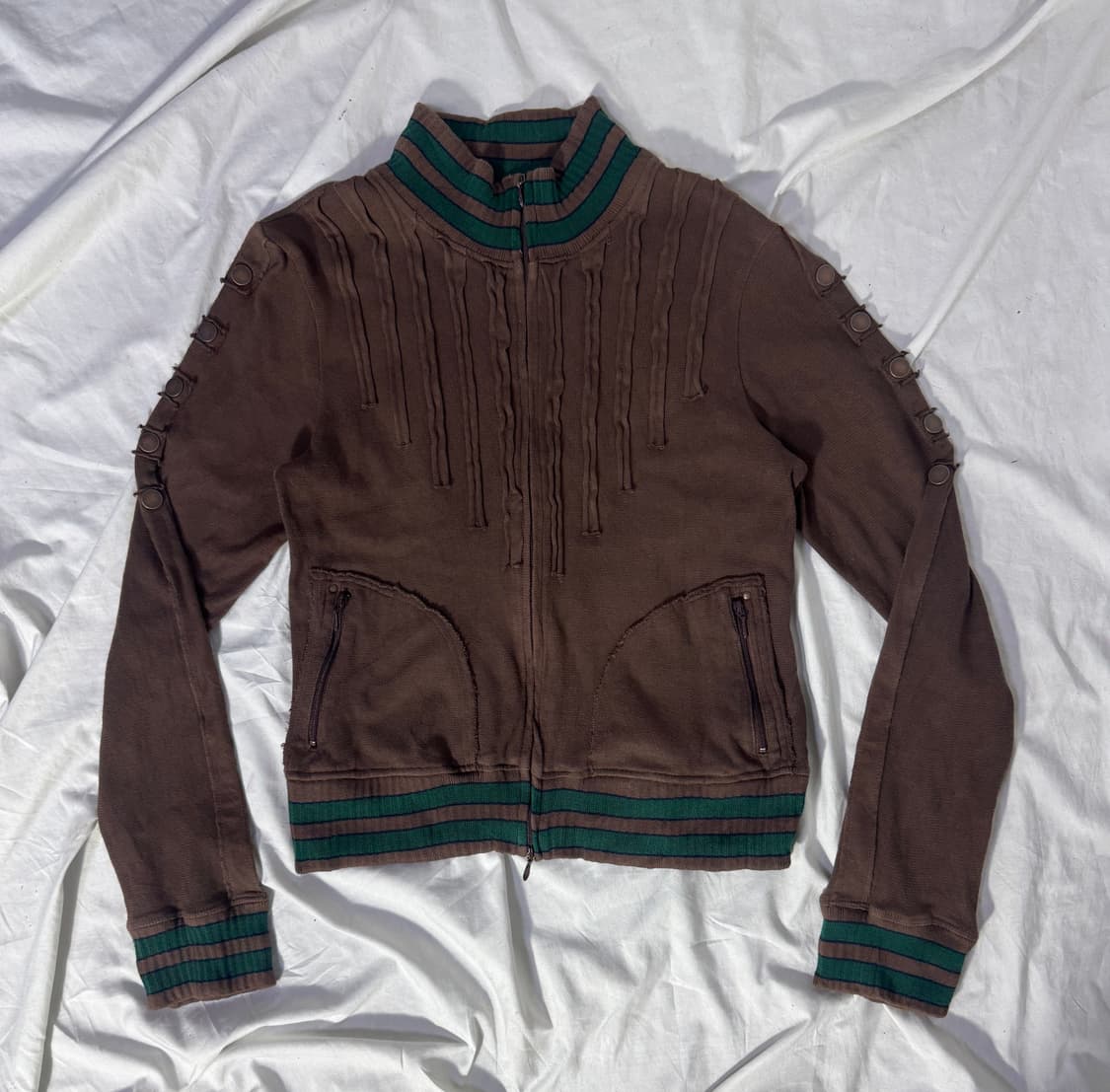 Koji tachiyama 컷오프 테이프 디테일 집업 자켓 y2k 상품이미지1