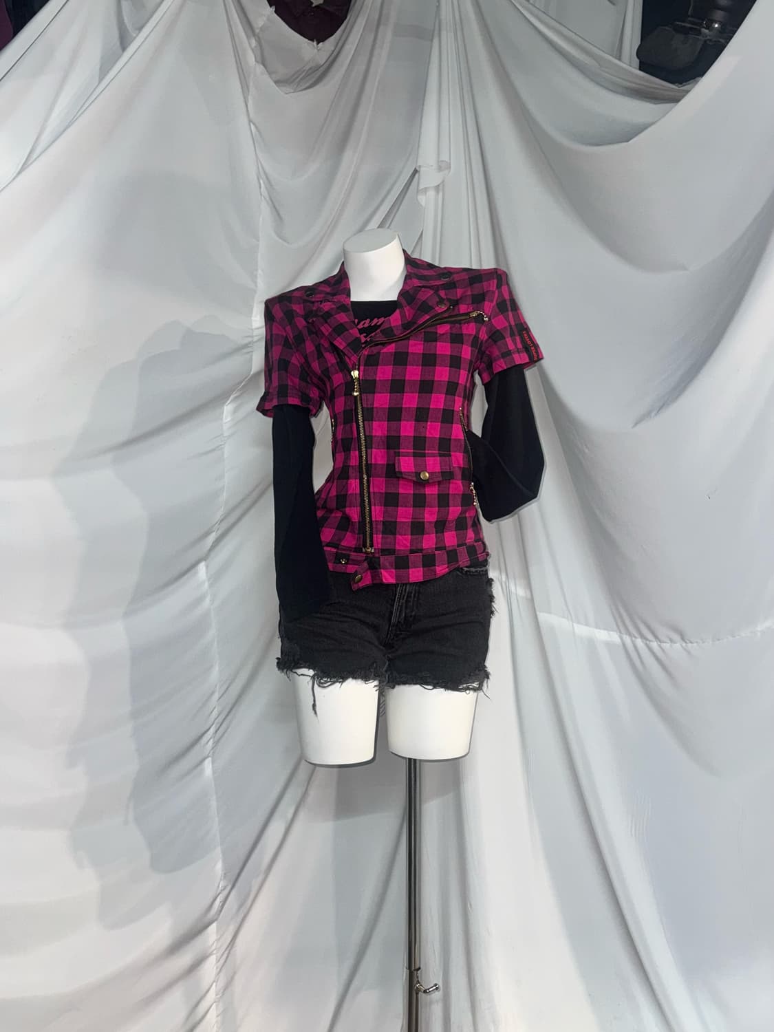 캐캐체 아무깔 블랙 핑크체크 키치 와투케 코디세트  상품이미지4