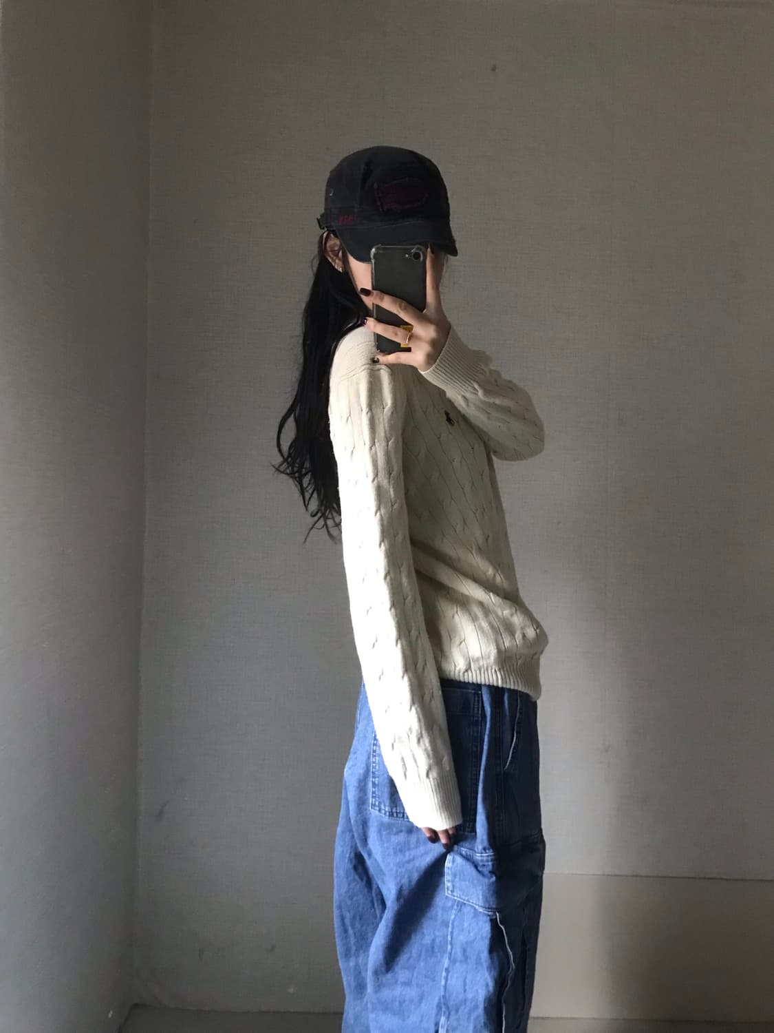 폴로 아이보리 니트 반집업 상품이미지4