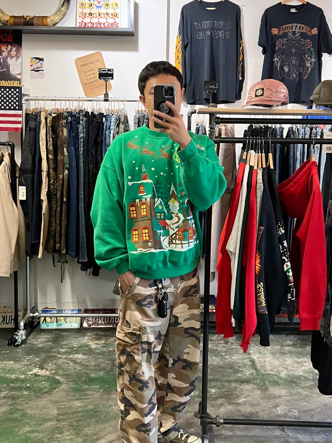 [2XL] 길단 바디 크리스마스 그래픽 그린 스웻셔츠 상품이미지2