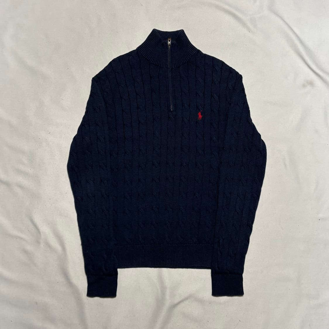 M 폴로랄프로렌 코튼 케이블 네이비 반집업 니트 상품이미지2