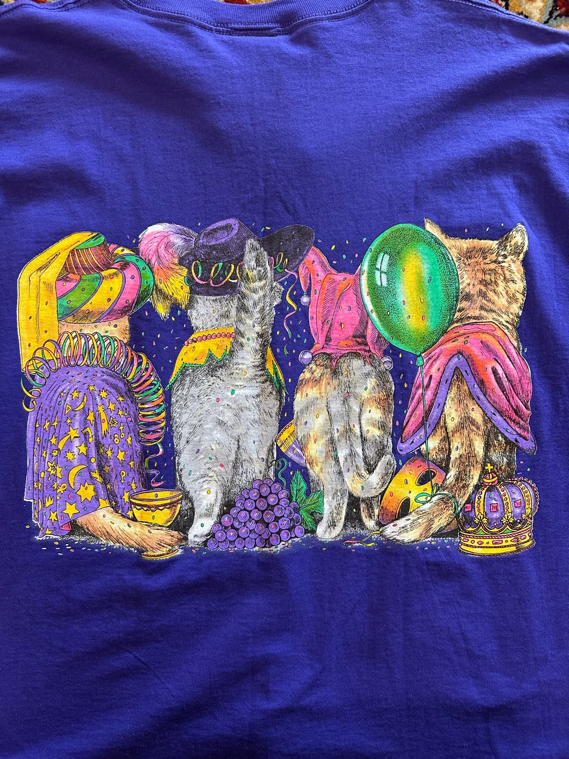 90s 데드스탁 리오 '마디그라 고양이' 아트웍티 - 2XL 상품이미지6