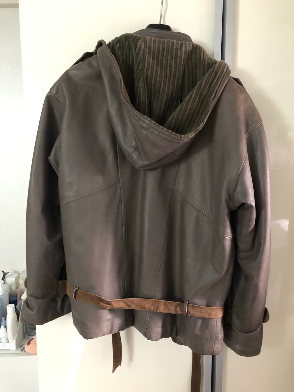 이탈리아 빈티지 브라운 레더 후드 봄버자켓 상품이미지7