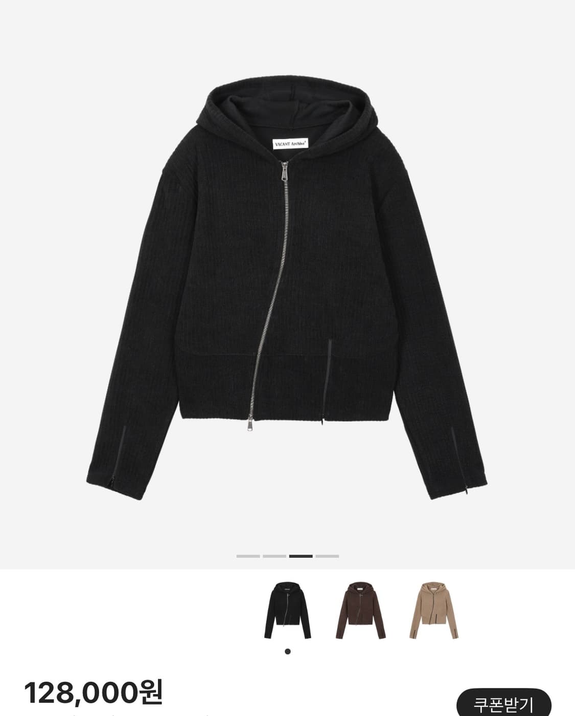 [L]베이컨트 아카이브 모로 립 후드 집업 블랙 상품이미지1