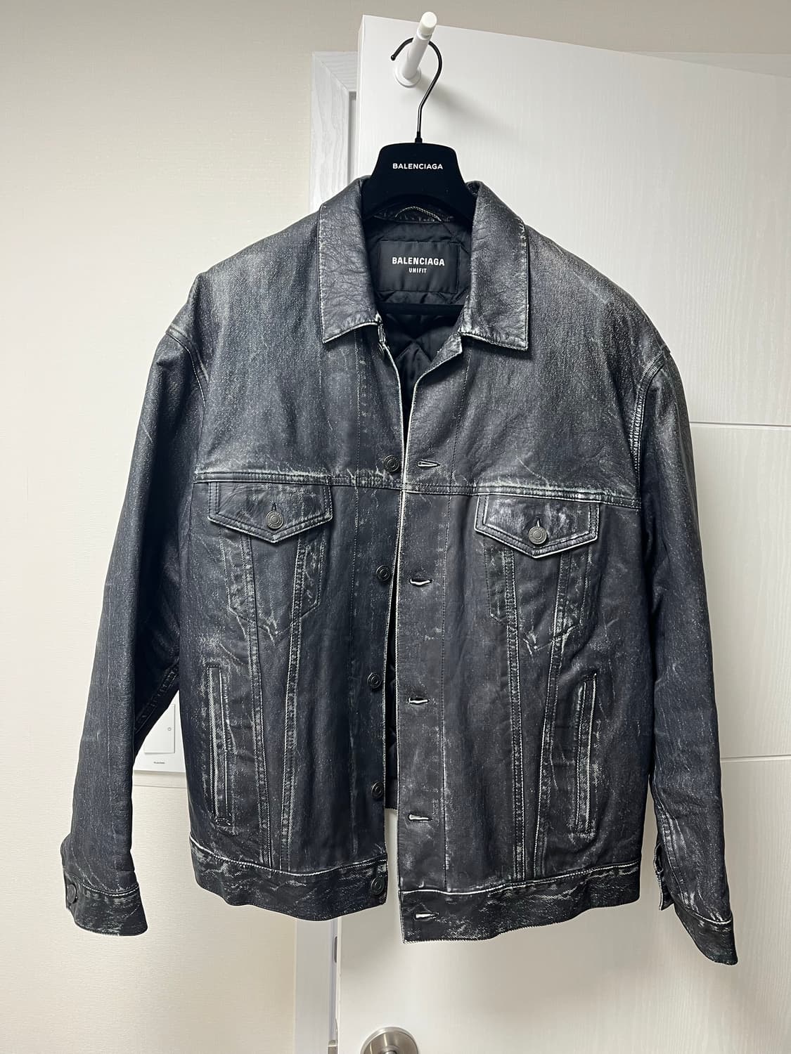 발렌시아가 데님프린트 가죽자켓 상품이미지1