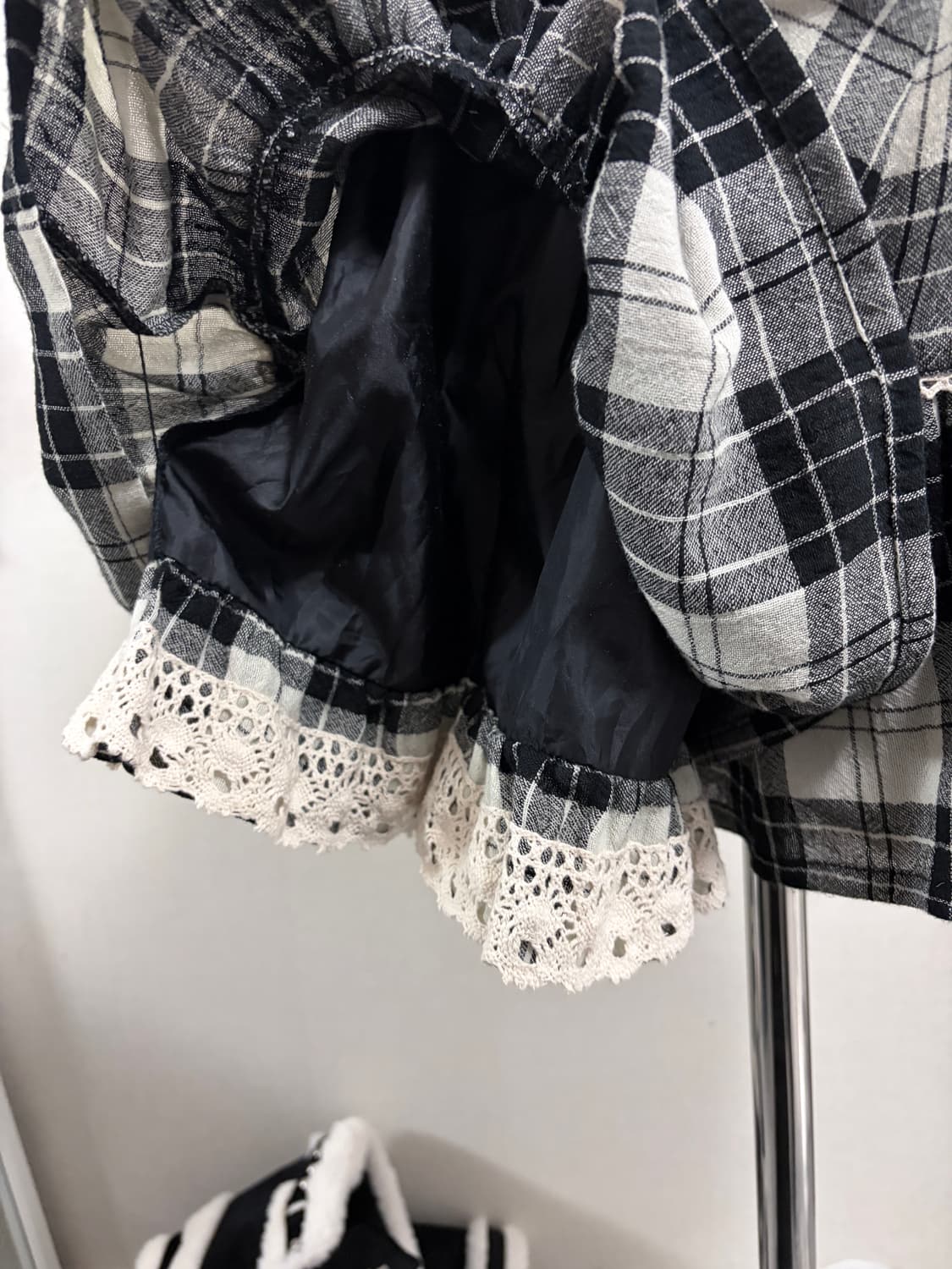 무채색 도쿄코디 체크 레이스 바지 상품이미지4