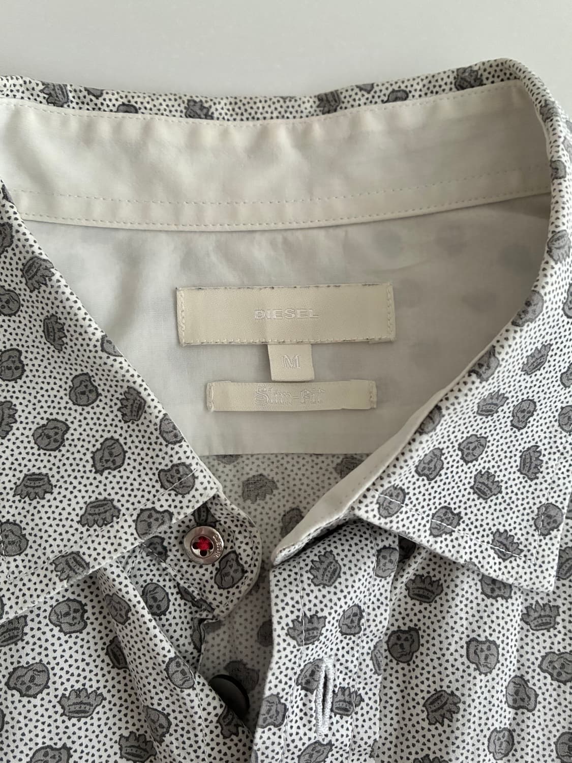 M) 디젤 슬림핏 스컬 패턴 셔츠 그레이 상품이미지4