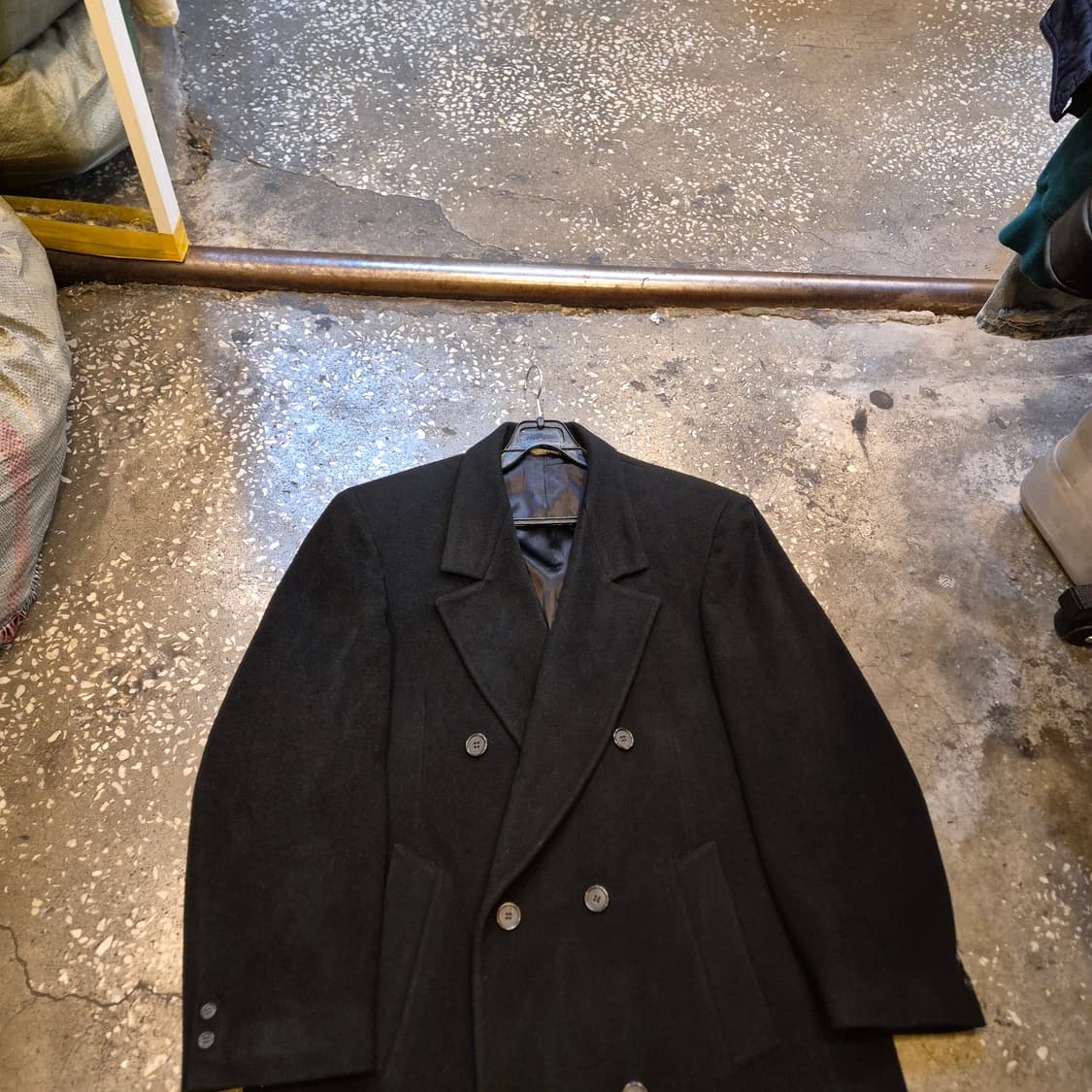 XL(착샷잇음) USA 블랙 울 더블롱코트  상품이미지7