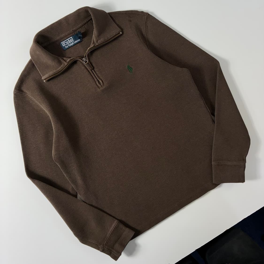 Polo  폴로 랄프로렌 자수 코튼 브라운 반집업 스웨터  상품이미지2