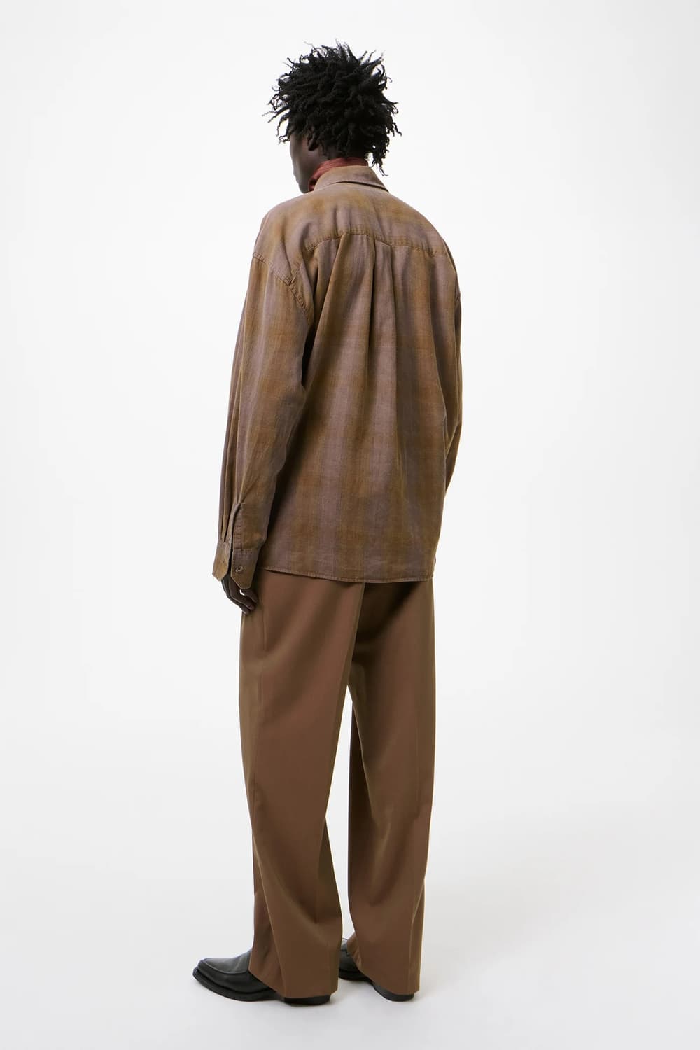 [46,48,50,52]아워레가시26ss 버로우드 체크 셔츠/브라운 상품이미지3