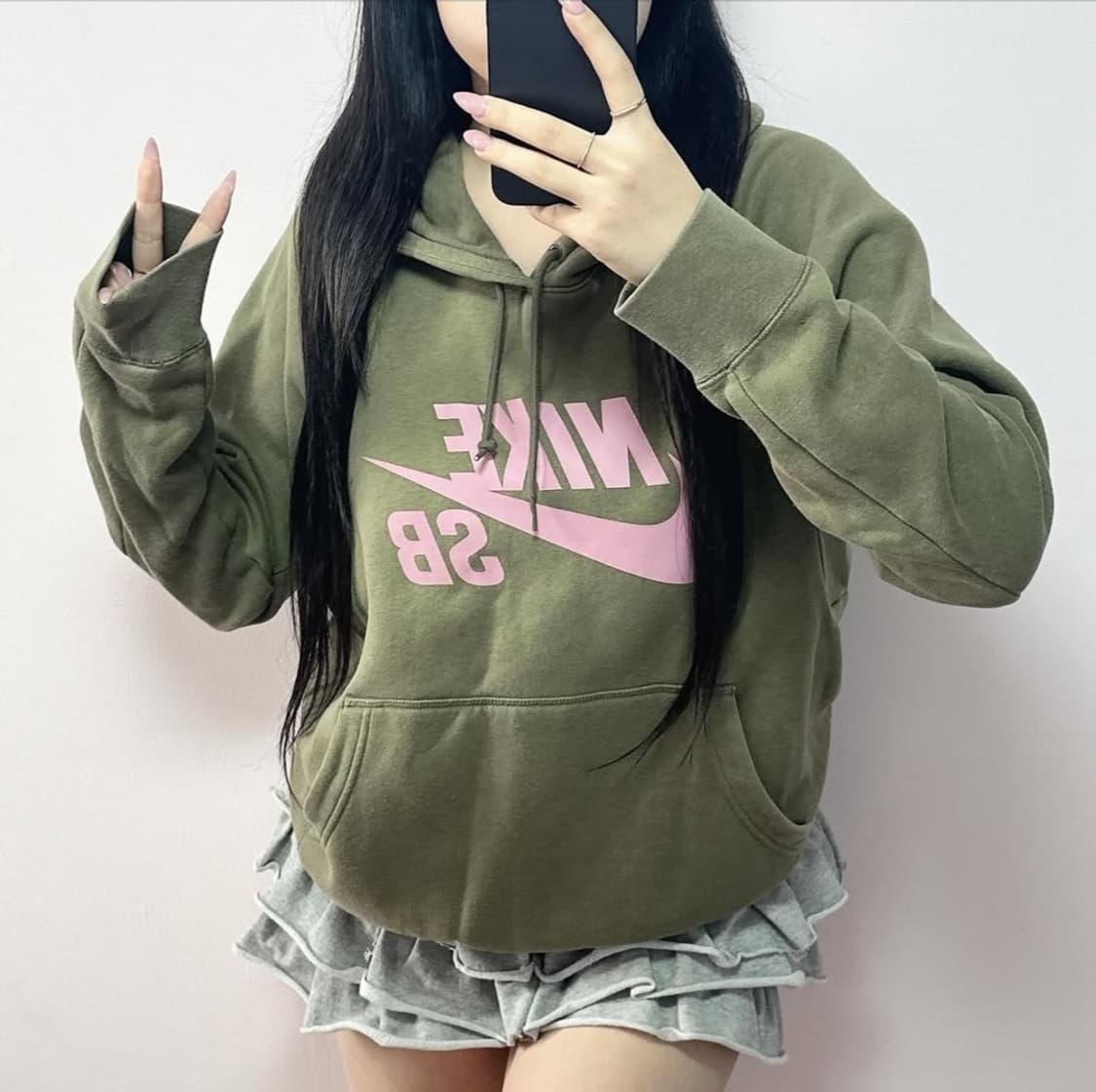 나이키 카키 기모 후드티 상품이미지1