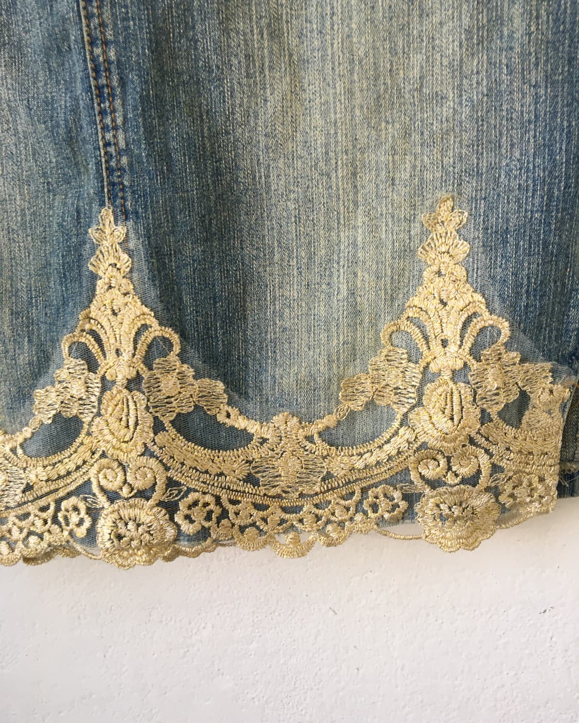 Ornament lace point denim skirt 상품이미지3