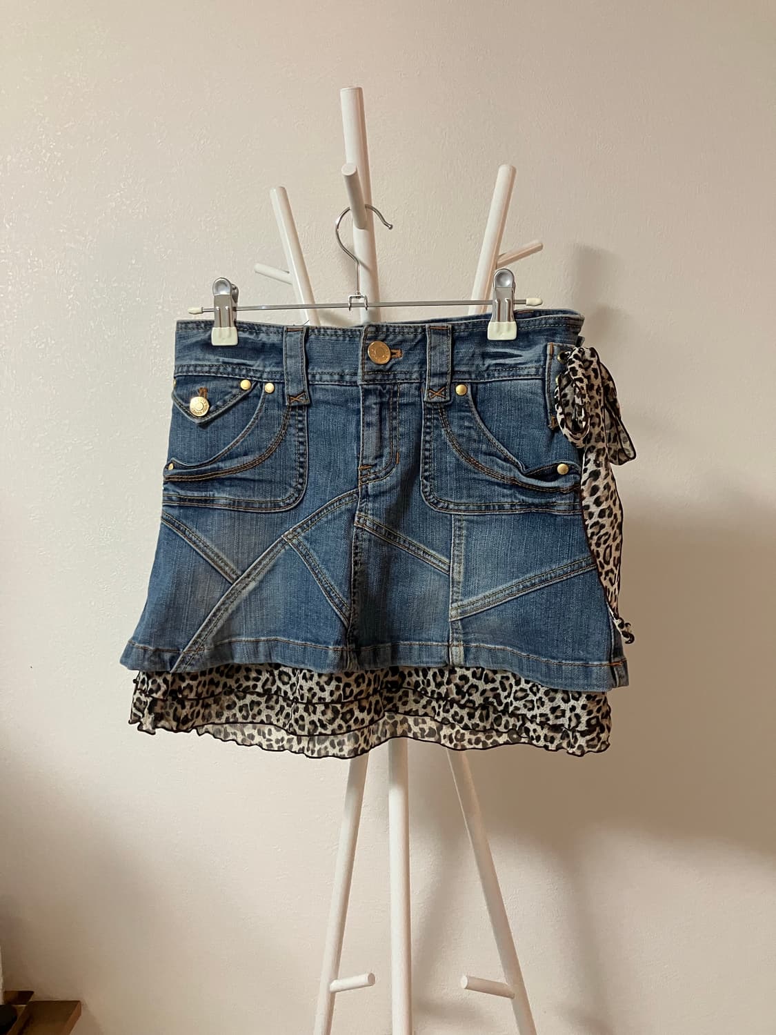 에고이스트 오네갸루 데님스커트 미니스커트 레오파드 호피레이어드 y2k 상품이미지1