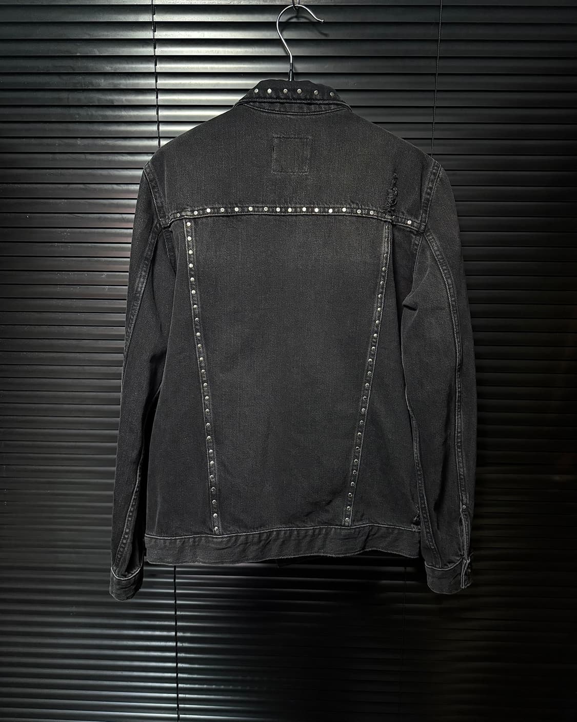 자라 스터드 찡 고스 펑크 락 흑청 데님 청 자켓 트러커 워크 락시크 M 상품이미지5