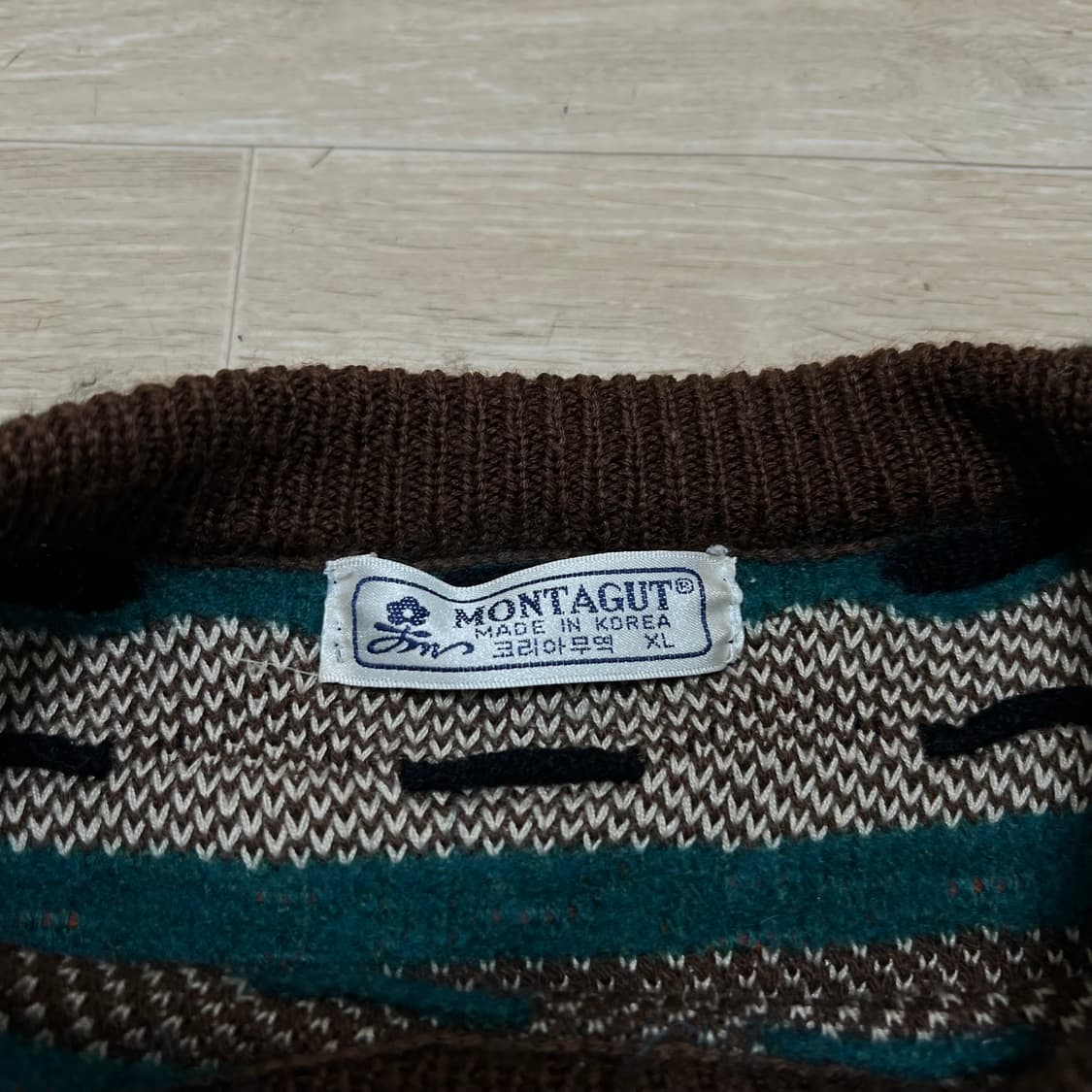 몽타규 여성 빈티지 아메카지 니트 스웨터 [브라운] XL/105 상품이미지4