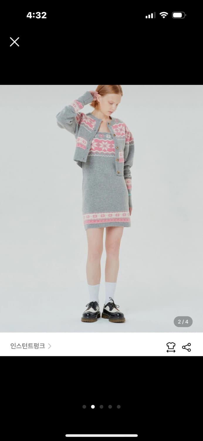 인스턴트펑크 자카드 울 미니 원피스 그레이 상품이미지2