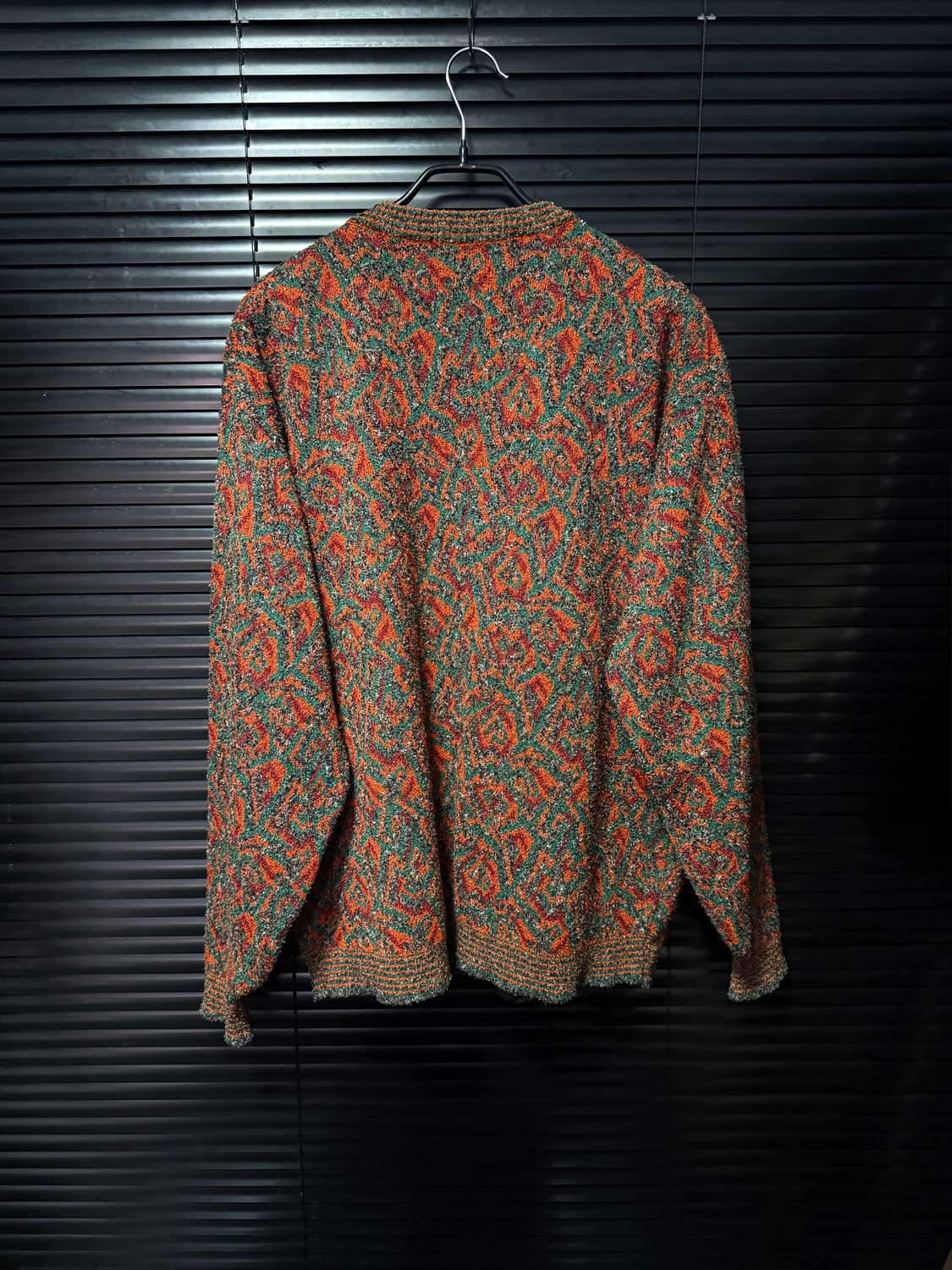 올드 컨트리 주황 오렌지 레드 당근 패턴 브이넥 니트 루즈 가디건 에스닉 상품이미지4