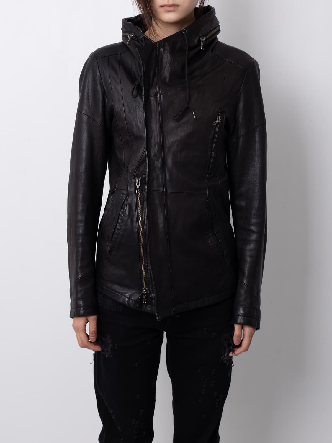 TORNADO MART ASYMMETRICAL LEATHER JACKET 상품이미지1
