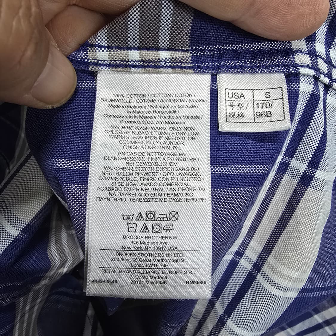 브룩스브라더스 체크 버튼다운 슈피마 코튼 셔츠 S 상품이미지7