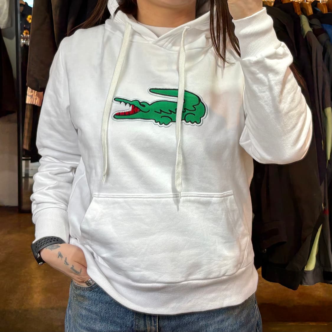 라코스테 화이트 후드 상품이미지1