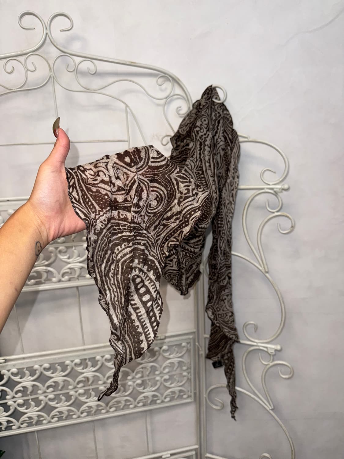 Dark brown oriental scarf 상품이미지4
