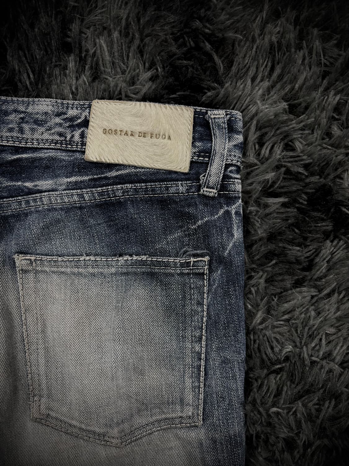 Gostar de fuga 물결 워싱 데미지 중청 부츠컷 팬츠 상품이미지9