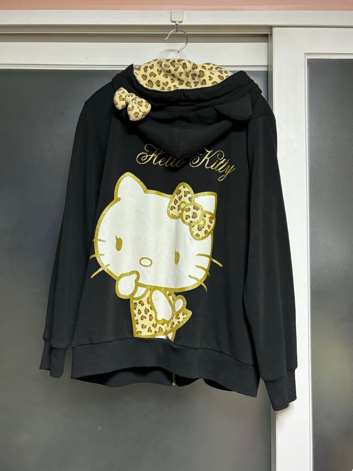 헬로키티 고전 후드집업 네코미미 호피 후집 갸루 상품이미지1