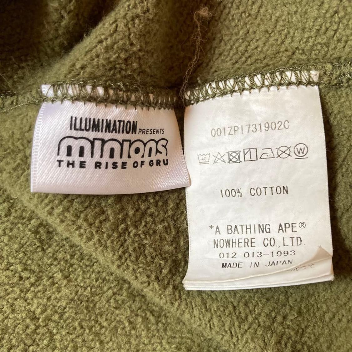 초레어 베이프 x 미니언즈 1st 카모 샤크 후드집업 녹계 상품이미지8