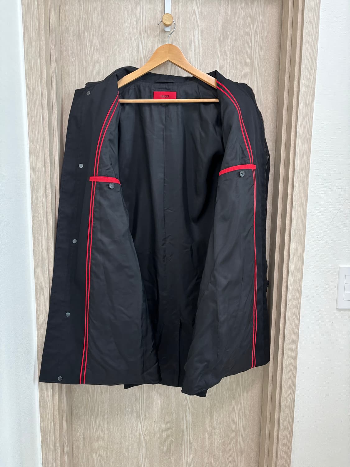 휴고보스 집업 트렌치코트50/여유100/블랙 상품이미지4