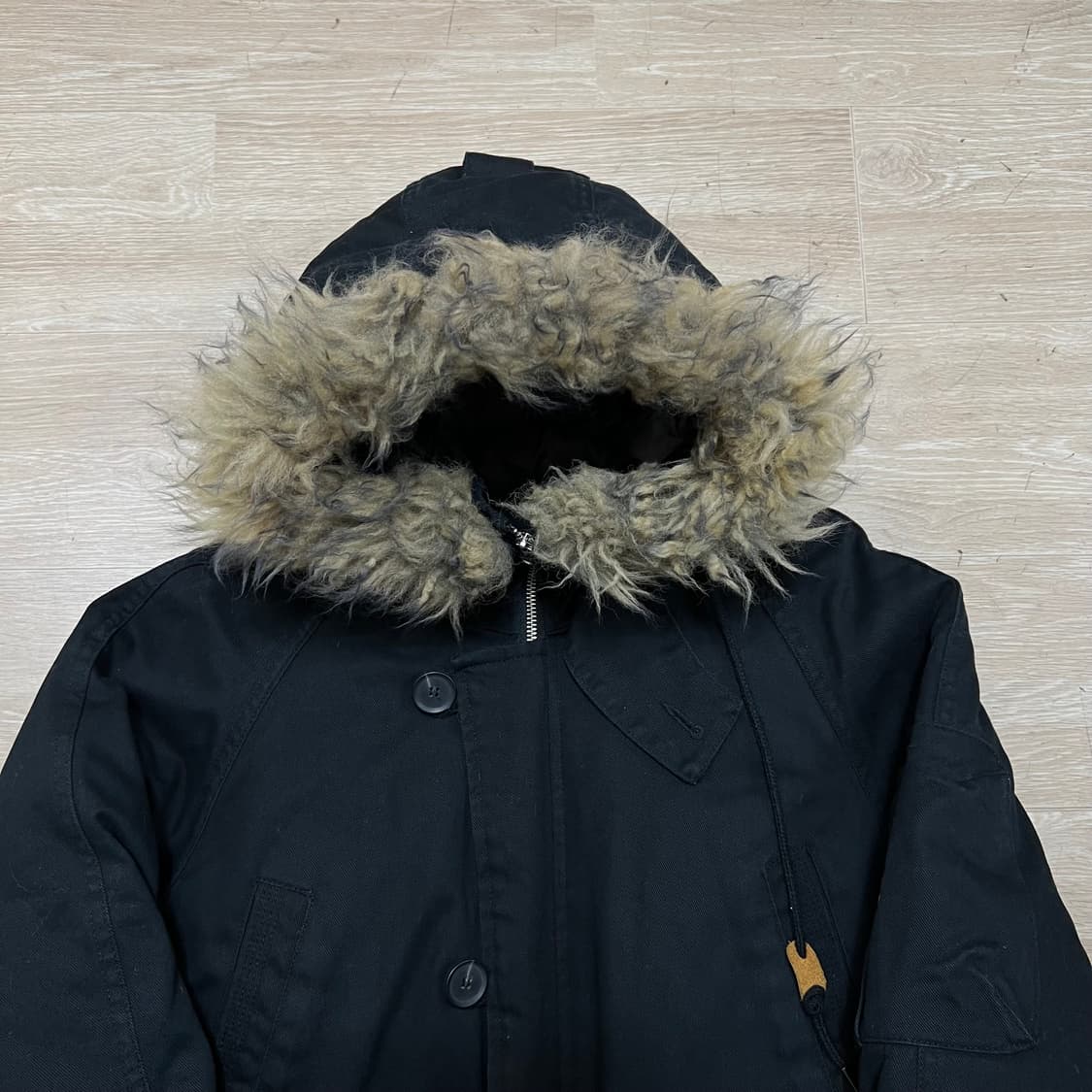 앱놀머씽 퍼후드 야상패딩 점퍼 [블랙] XL/105 상품이미지2