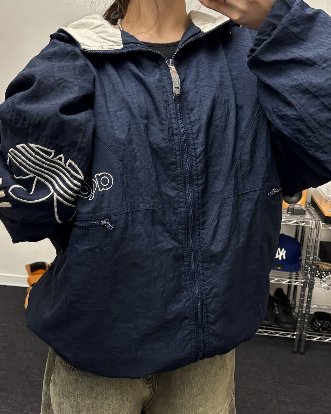 아디다스 90s 오버사이즈 네이비 퀼팅 점퍼 상품이미지3