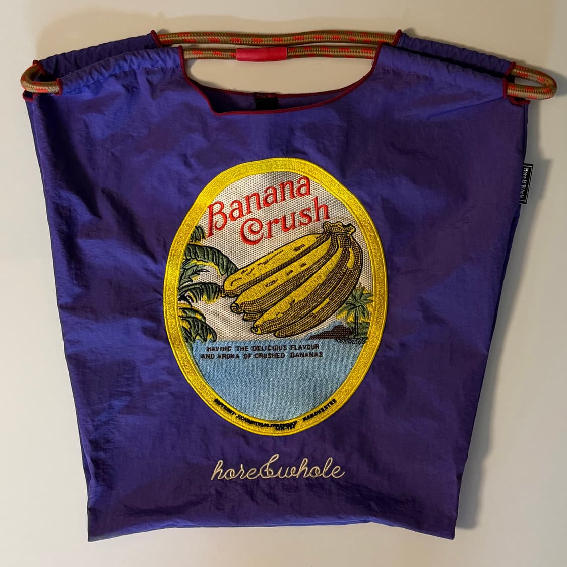 보라 퍼플 바나나 크러쉬 자수 에코백 숄더백 로프백 드로우 스트링백 가방 상품이미지1