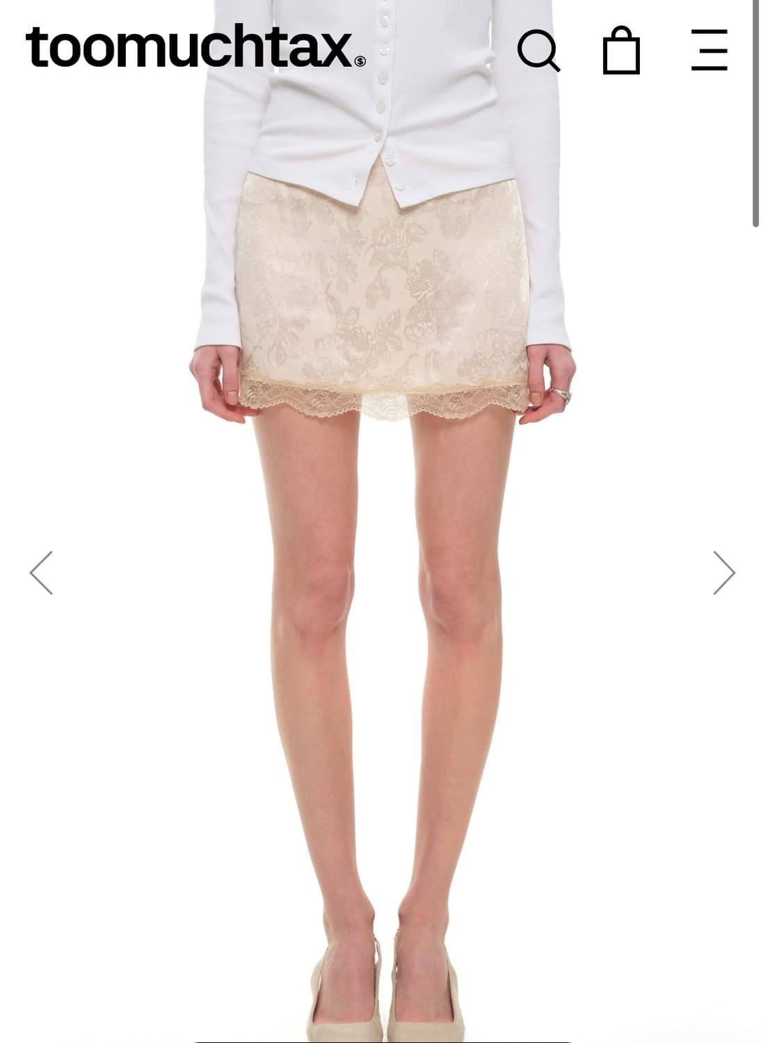 [택달린 새상품] 투머치택스 TMT 레이스 미니 슬립 스커트 M 상품이미지1