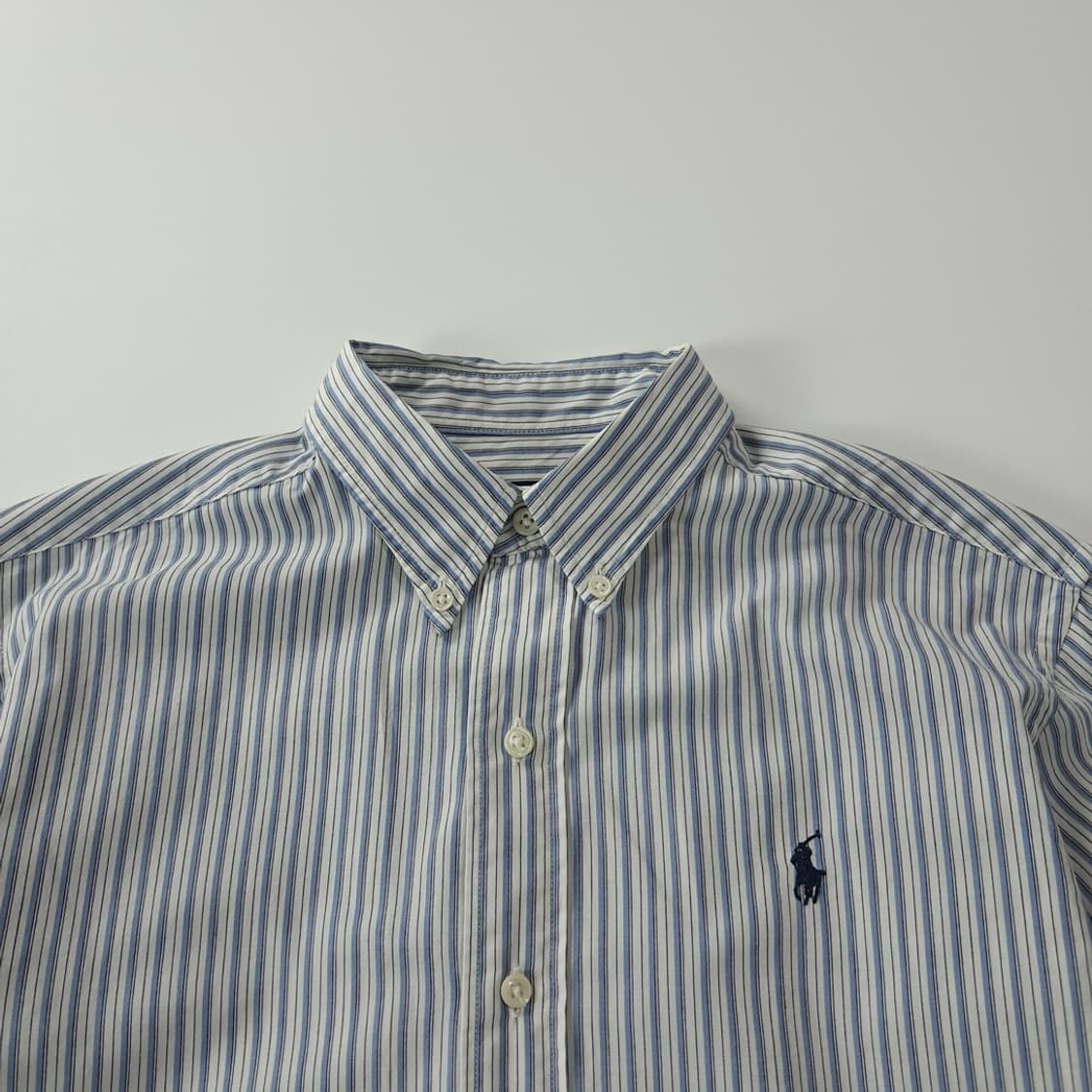 CK303 S 폴로 90s 일본판 소프트블루 스트라이프 셔츠 남방 상품이미지2