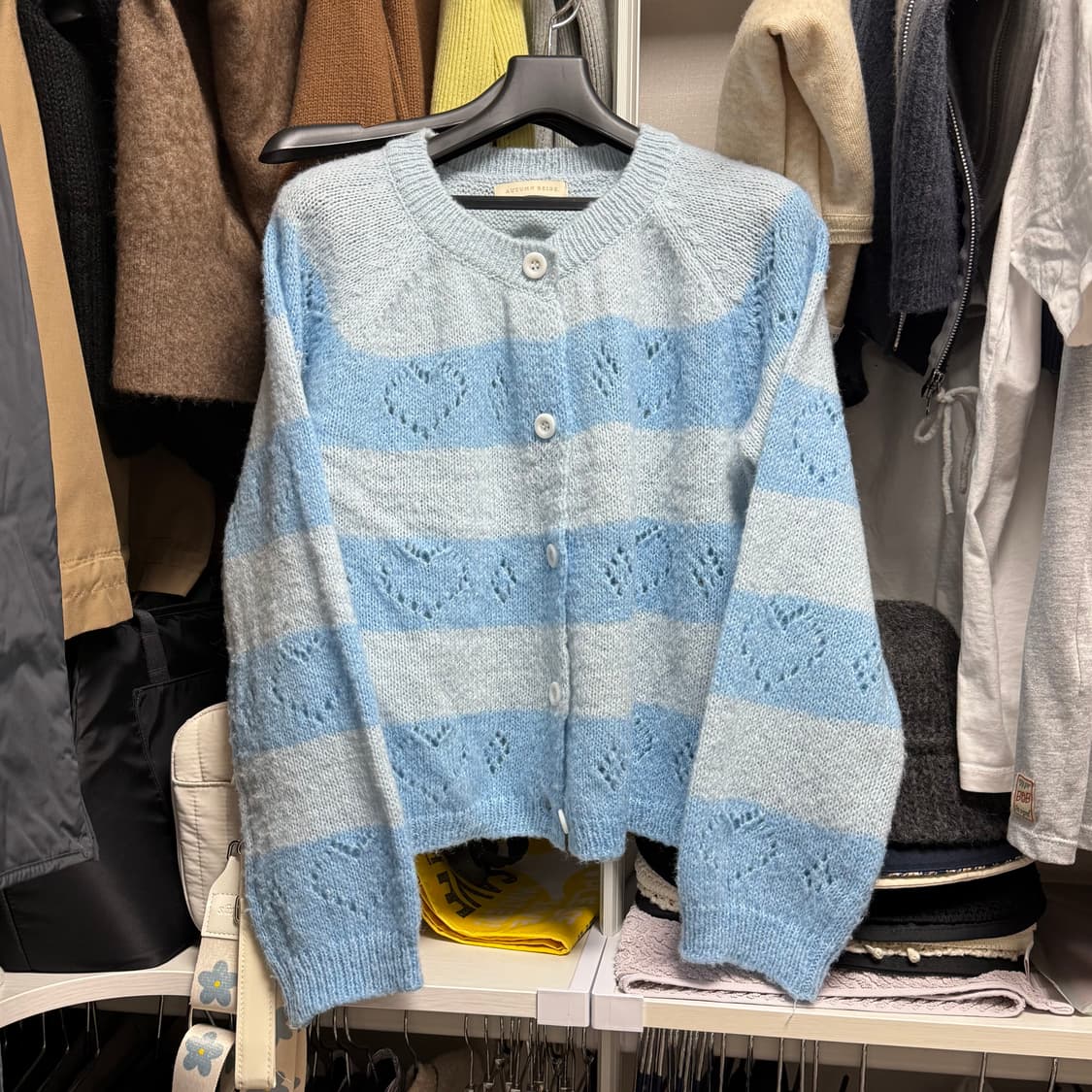 하트펀칭 블루가디건 상품이미지2