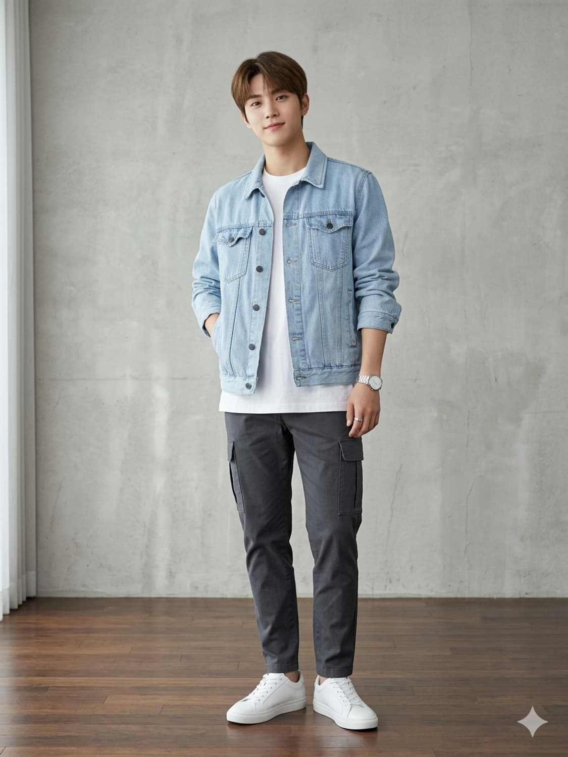 PLAC 플랙 뒷면 레터링 연청 데님 자켓 상품이미지1