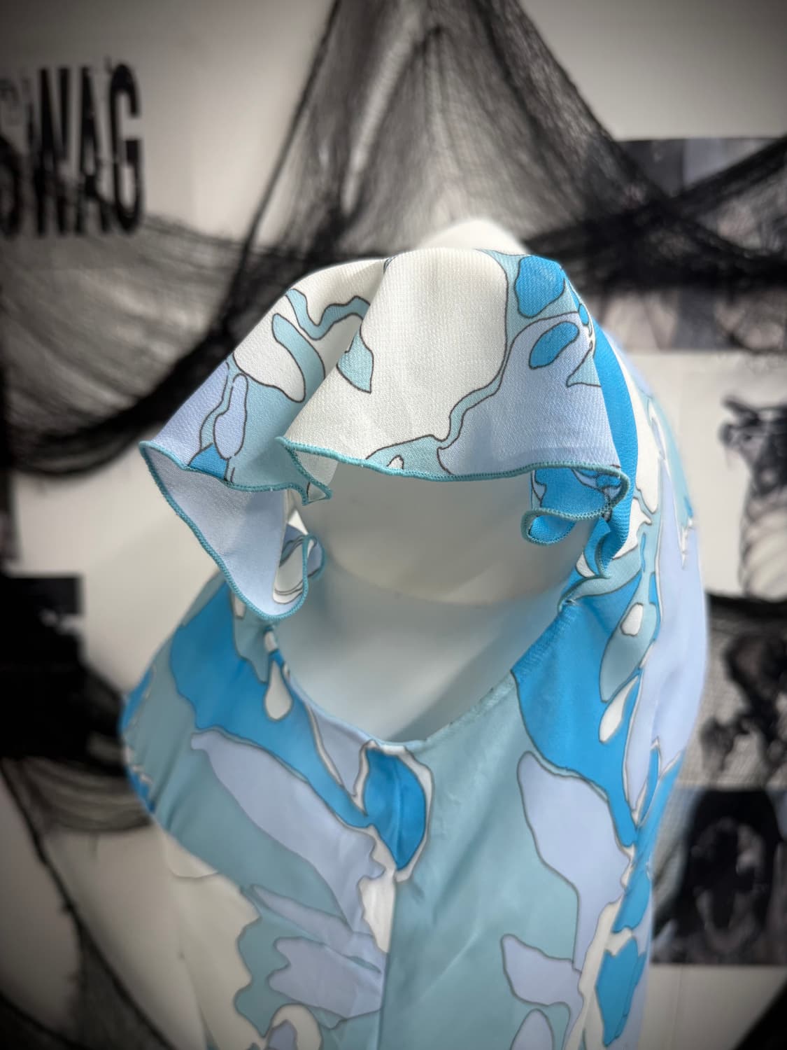 Ribbon detailed blue blouse 상품이미지2