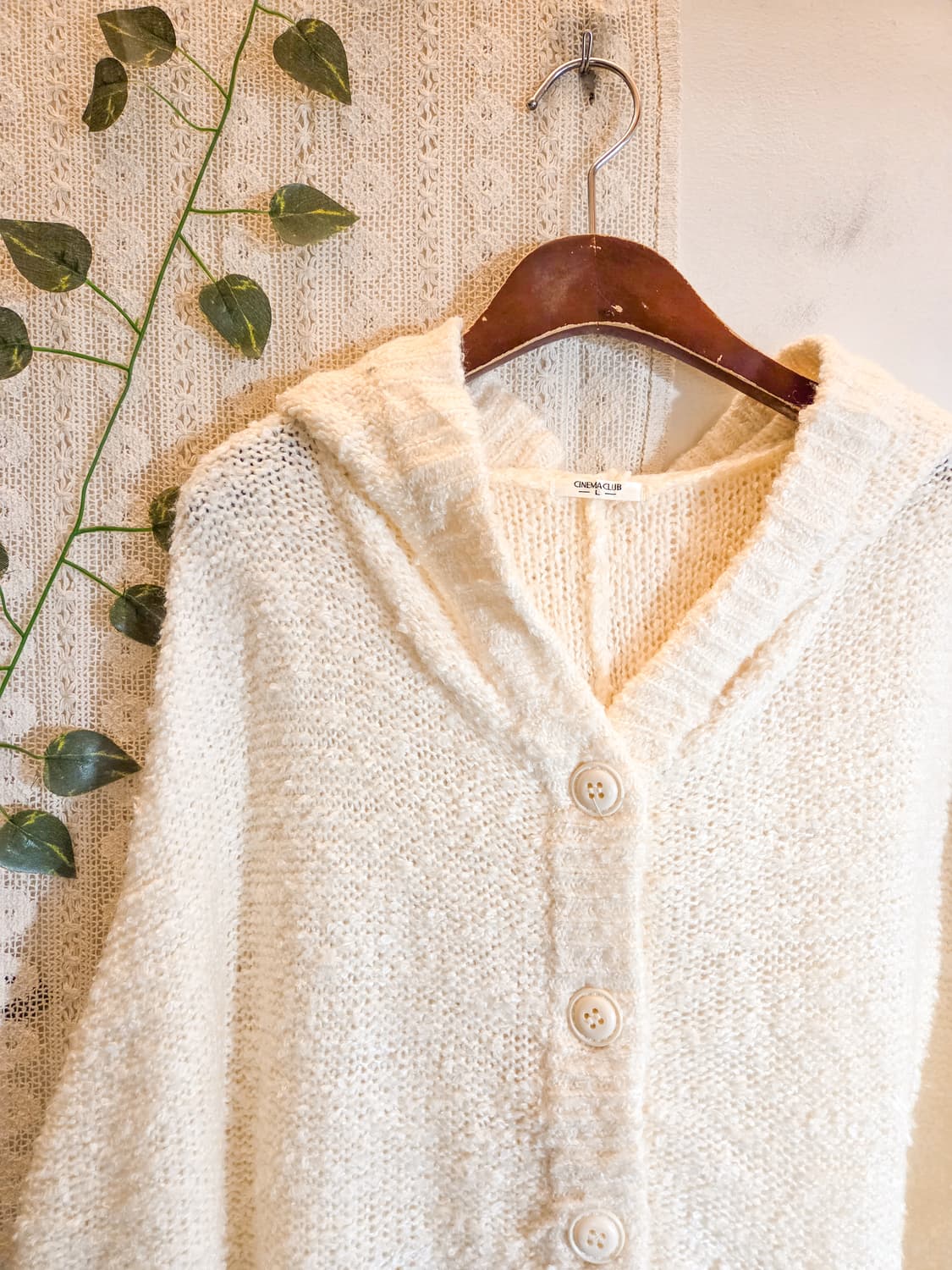 아이보리 후드 케이프 가디건 상품이미지2