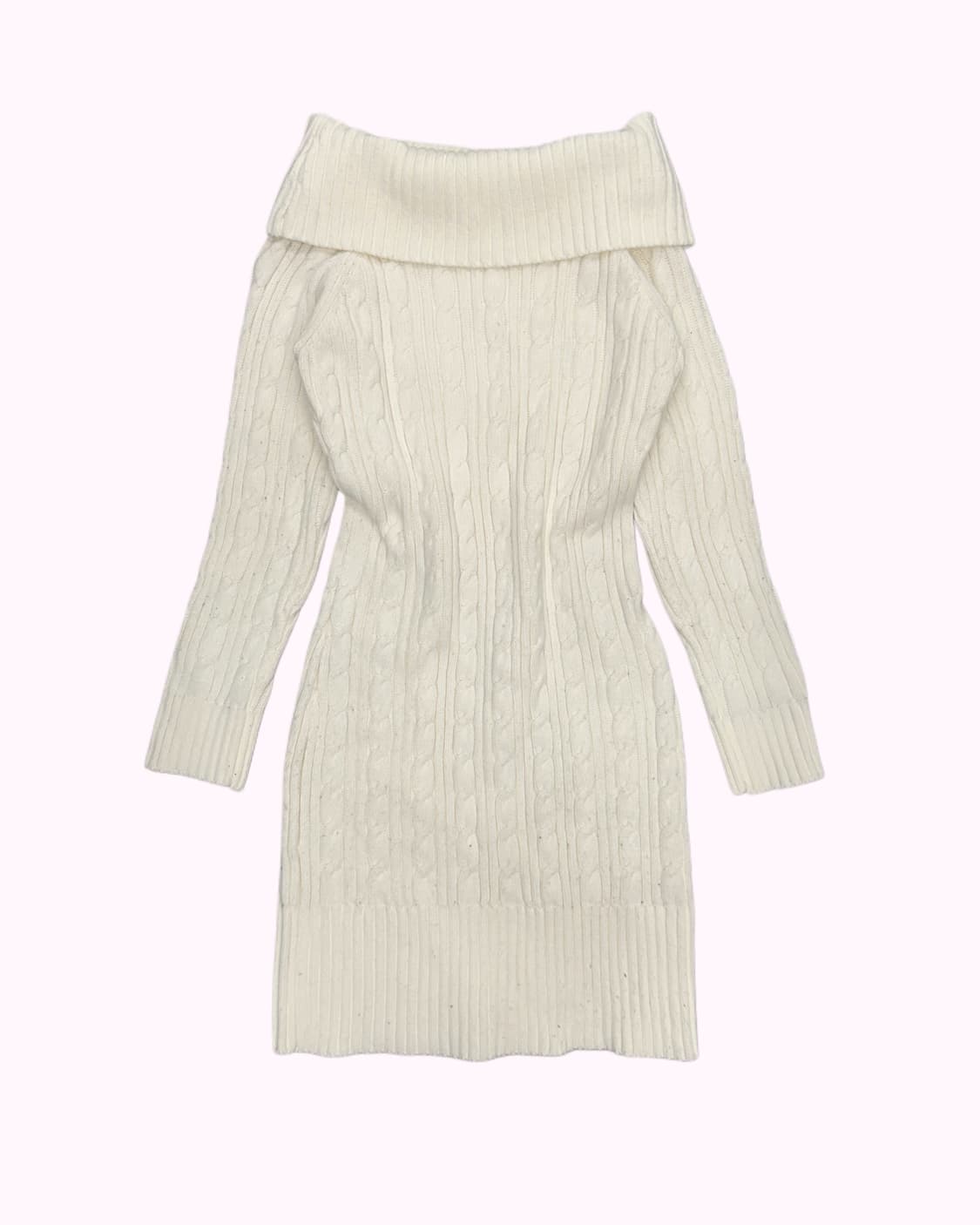 GLACIER ivory cable off-shoulder dress 상품이미지4