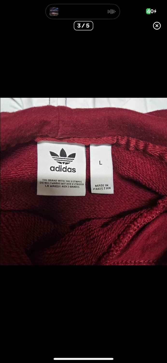 (바배) 아디다스 빅트레포일 버건디 후드티 상품이미지3
