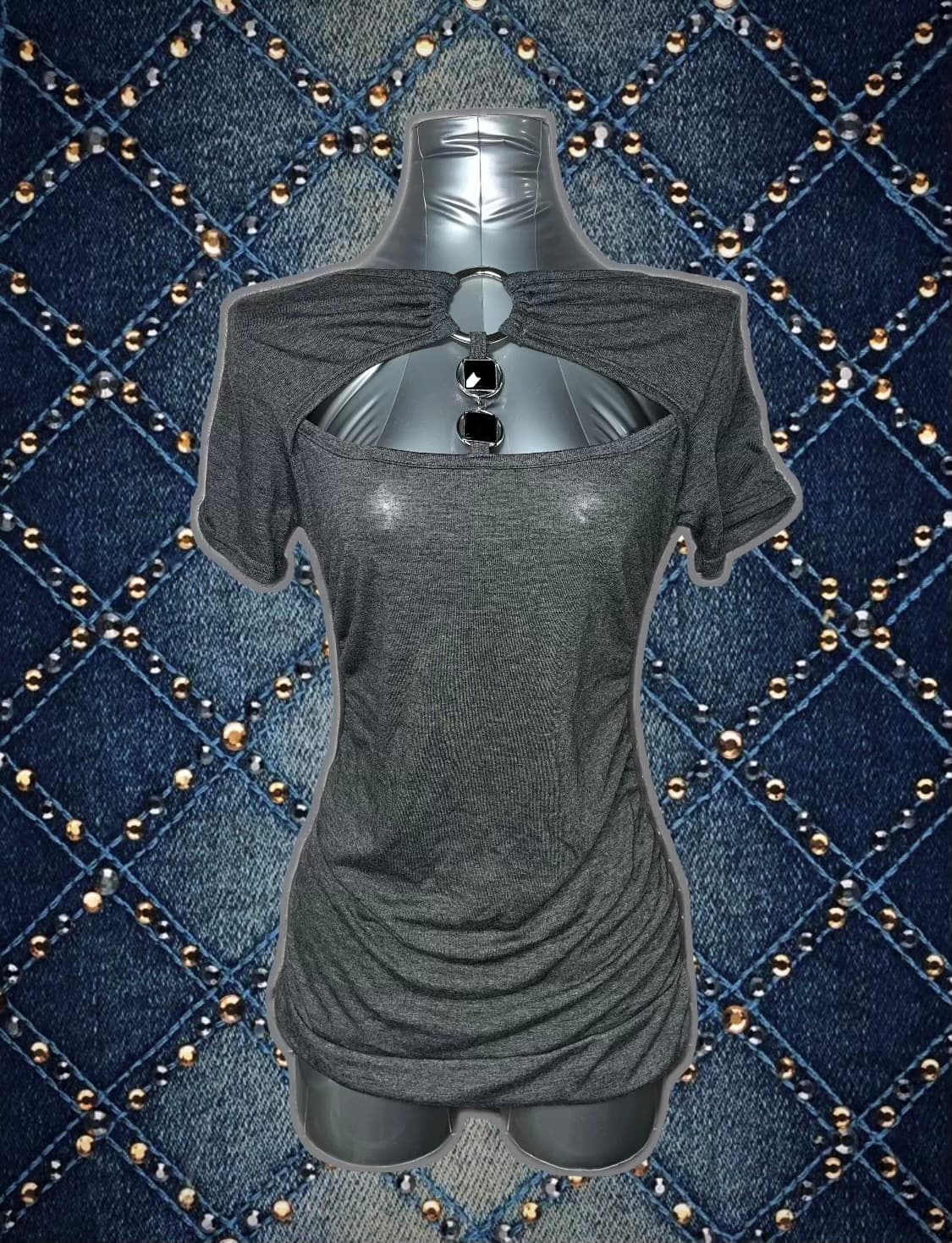 빈티지 오네갸루 컷아웃 셔링 반팔 상품이미지1