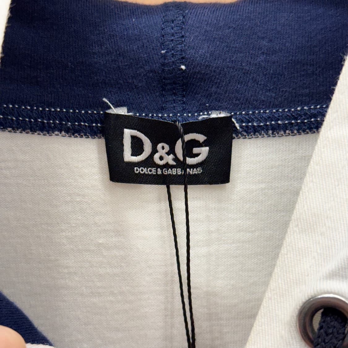 돌체앤가바나 후드 반팔 티셔츠 스트라이프 포인트 밑단 스트링 화이트 상품이미지8